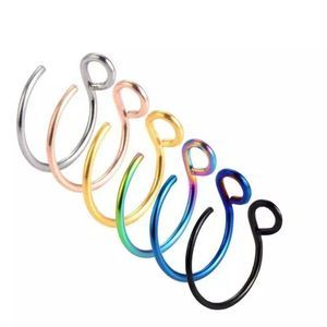 1 PC Gold Silver Nose Lip Body Non-Piercing Ring
